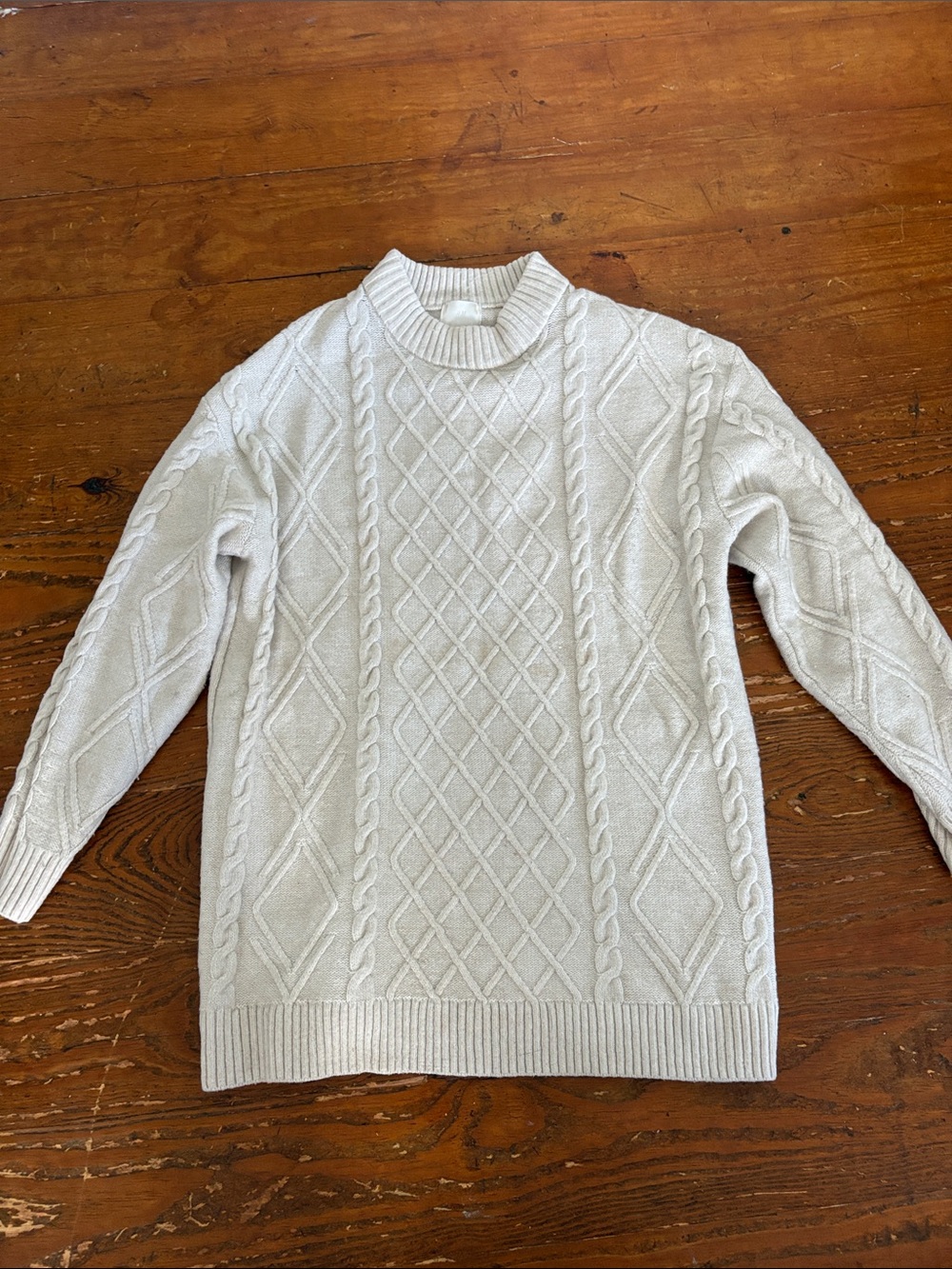 H&M Cream Cable-Knit Turtleneck Sweater